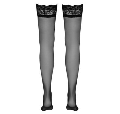 Cottelli LEGWEAR - Czarne Klasyczne Pończochy Z Wysoką Koronką 5